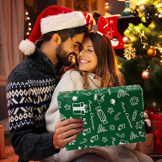 Christmas Poly Mailer - 14.5x19 Inch, 50 Waterproof Tear-Resistant Self-Seal Bags - Green Merry Christmas