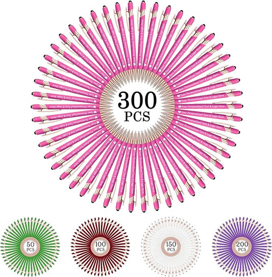 STREADVE 300 Personalized Custom Pens Engraved Writing Pen with Name Logo, Customized Promotional Items Stylus Pen Gifts for Women Realtor Quinceañera Wedding Business, Pink