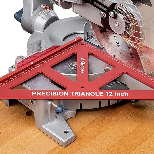 Precision Triangle Square 12inch, Metric & Imperial Scale Framing Square for Precise 90 and 45-Degree Measurement, Aluminum Alloy Architect Ruler for Carpenter