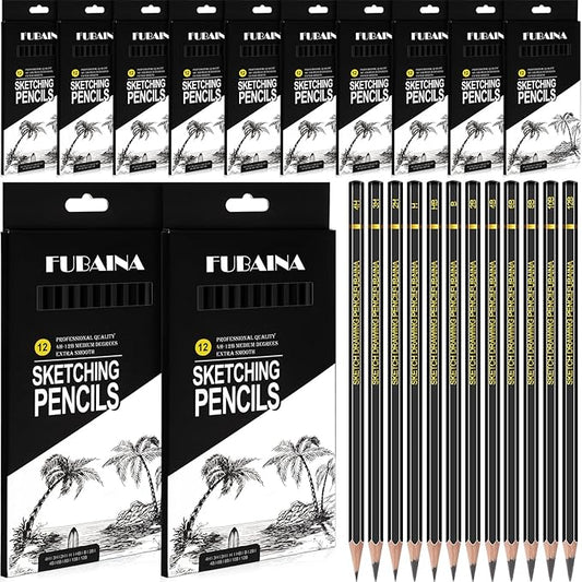Humyoun 144 Pcs Drawing Sketching Pencil Set Professional (12b - 4h) Graphite Charcoal Gift Bulk for Artists Beginners, Pro Artists, Drawing Art, Sketching