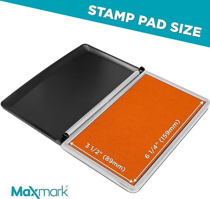 MaxMark Large Premium Orange Ink Stamp Pad - 3.5" x 6.25" - Quality Felt Pad