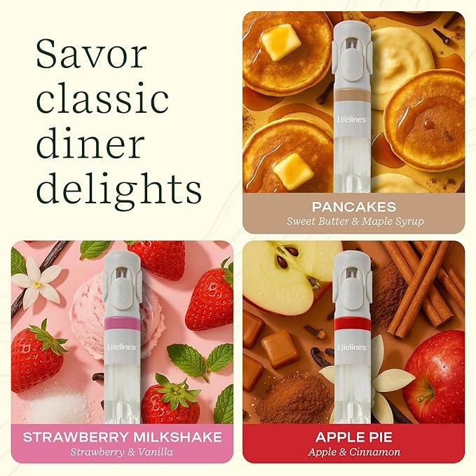 Lifelines Pen Diffuser Set, Diner Classics 3-Pack - 1mm Black Ballpoint Pens with Scented Essential Oil Blends – Aromatherapy Diffuser & Sensory Immersion Diffuse Aroma As You Write