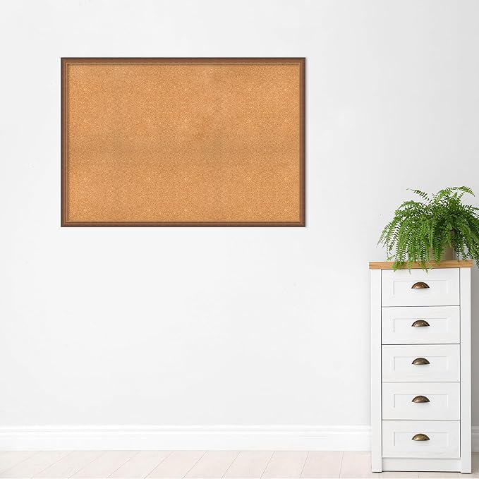 Amanti Art Natural Cork Board for Wall, 36x52 Vision Board with Bronze Frame, Oversize Corkboard Office Decor for Home Organization, Modern Corkboard Pinboard to Display Items for Home Organization