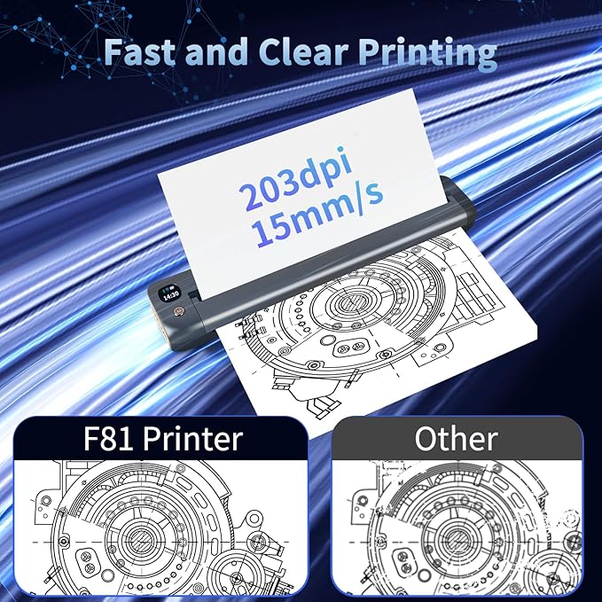 Rongta Portable Printers Wireless for Travel, WiFi & Bluetooth Mobile Printer, Thermal Inkless Printer for School/Office/Home Use, Compatible with Android,iOS & Laptop (Gray)