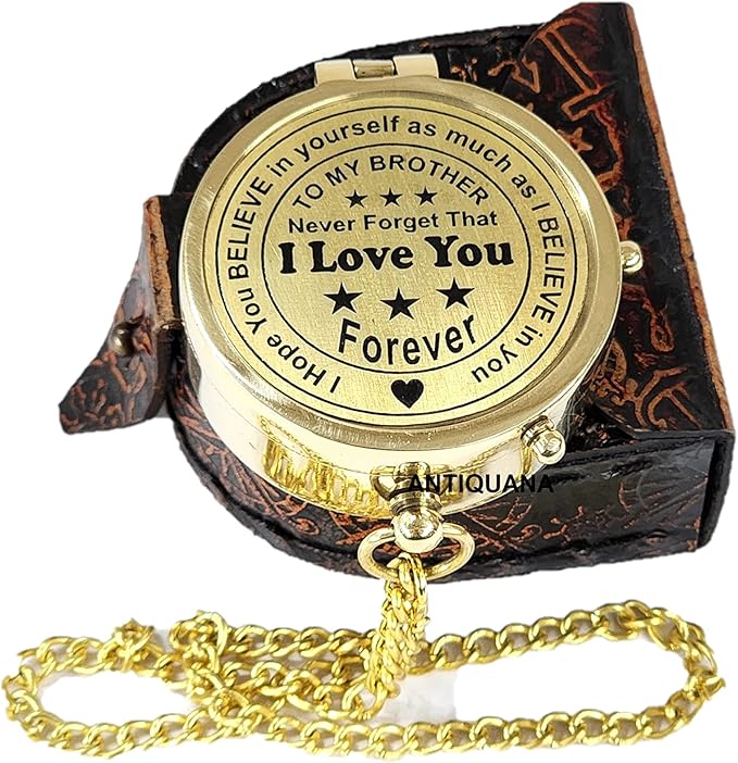 Brass Directional Engraved Compass, Baptism Gifts for Boys Girls, First Communion, Christian Gifts for Men, First Confirmation Gifts for Boys, Inspirational