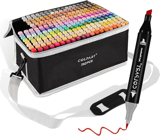 262 Colors Alcohol Markers Set Dual Tip Art Markers for Kids Marker Pens with Pen Holder and Carry Bag for Adult Coloring Painting Supplies Perfect for Painting, Coloring, Sketching and Drawing