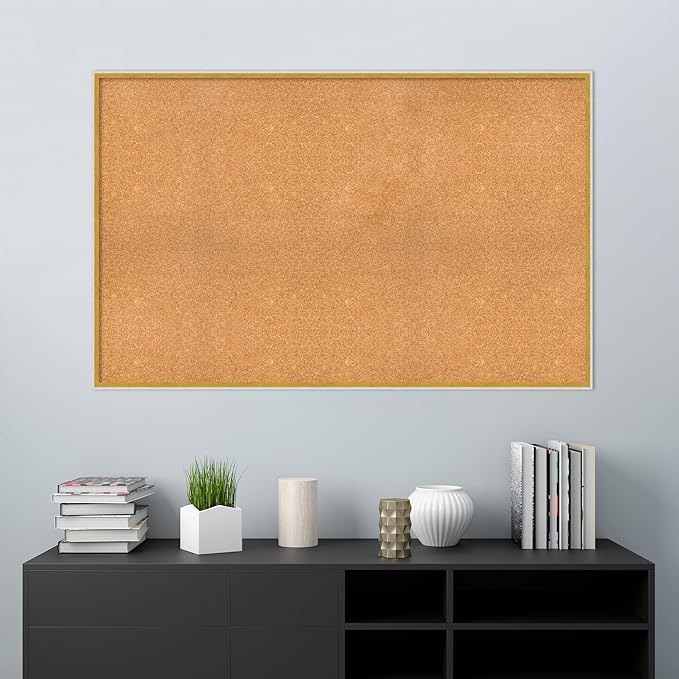 Amanti Art Natural Cork Board for Wall, 35x55 Vision Board with White Frame, Oversize Corkboard Office Decor for Home Organization, Modern Corkboard Pinboard to Display Items for Home Organization in
