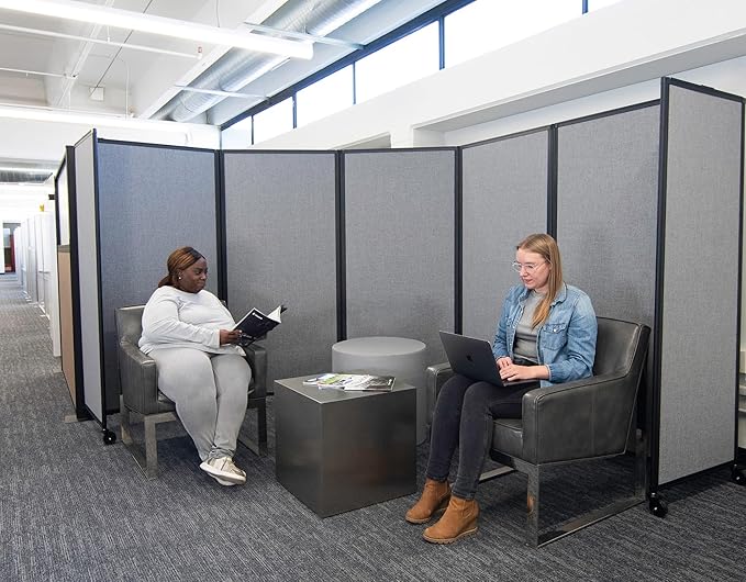 Versare Room Divider 360 Portable Wall Partition | Folding Panels | Large Freestanding Divider | Locking Wheels | Temporary Room Separator