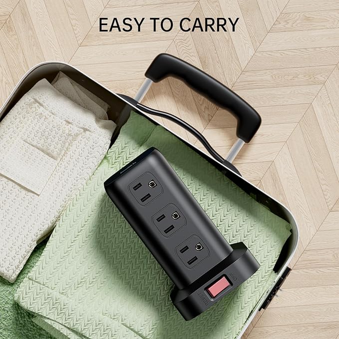 PD20W Surge Protector Power Strip Tower, 15FT Extension Cord with Multiple Outlets, 12 AC 4 USB (1 USB C)，Mini Power Strip with USB Ports, Surge Protector Tower Overload Protection for Office, Desk