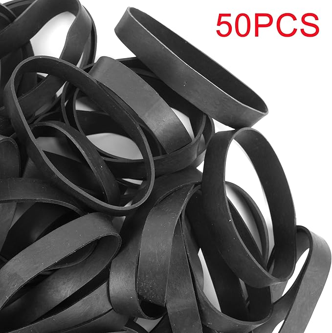 AMUU Rubber Bands Size #84 Tactical Rubber Bands Black Elastics Bands 50 Pack Wide Thick for Office Supplies File (3-1/2" x 1/2'')
