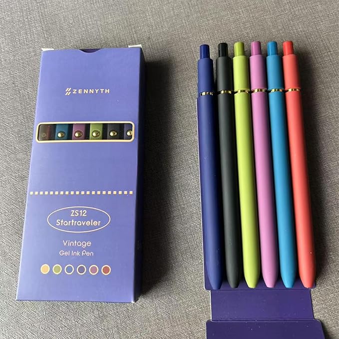 Colored Pens,6Pcs Colorful Gel Pens, Smooth Writing For Journaling, 0.5mm Fine Point,Ballpoint for Office School Supplies,Gifts for Women Men Student(Vintage)