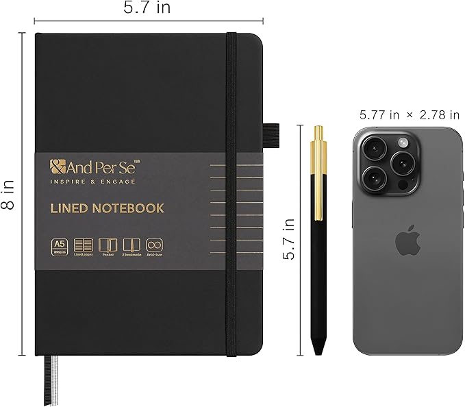 A5 Lined Leather Journal and Pen Set (3 packs), Hardcover Notebook with Pen, 160 Pages 100gsm Thick Ruled Paper for Men Women, for Work, Business, School or Home Writing, 5.7'' x 8'' (Black)