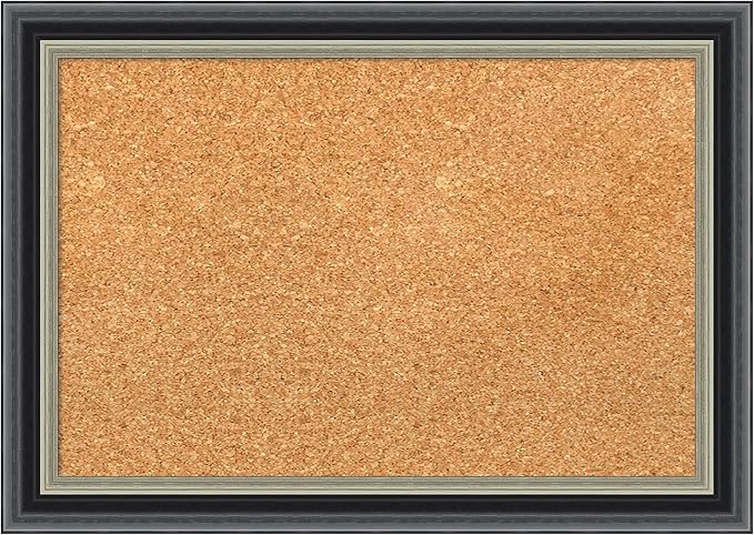 Amanti Art Natural Cork Board for Wall, 15x21 Vision Board with Black Wood Frame, Small Corkboard Office Decor for Home Organization, Modern Corkboard Pinboard to Display Items for Home Organization