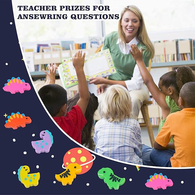 200 Pieces Mini Dinosaur Erasers Bulk Small Pencil Erasers Latex-Free Soft Erasers Pencil Erasers for for Classroom Homework Rewards, Party Favors, Gift Filling