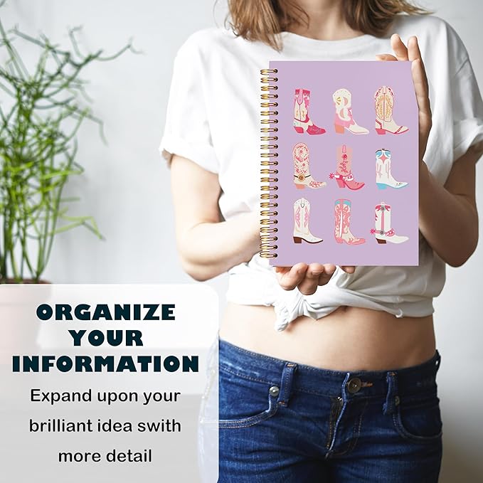 BearCake Cowgirl Boot Notebook, Cowgirl Stuff, Cowgirl Gifts, Western Office Supplies, Western Stuff for Women, Boho Western Notebook Journal 5.5x8.3 purple