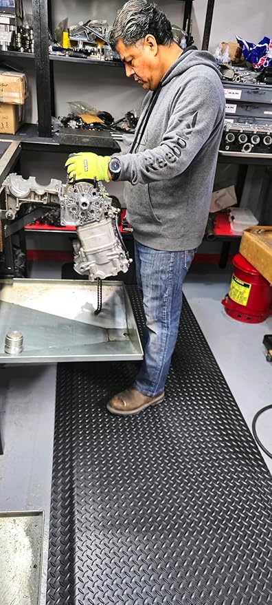 Rhino Mats, American Classic Diamond Anti-Fatigue Mats, Industrial Ergonomic Comfort Standing Mat for Work, Home, Garage, Office, Kitchen or Anywhere (Black 9/16" Thick, 4 FT. x 23 FT.)