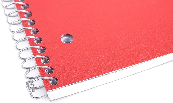 Mintra Office Durable Spiral Notebooks, 1 Subject, (Red, Wide Ruled 3 Pack), 100 Sheets, Poly Pocket, Moisture Resistant Cover, Strong Chipboard back, For School, Office, Business