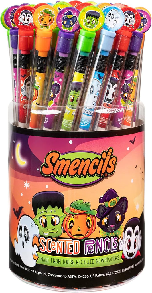 Halloween Smencils Cylinder - HB #2 Scented Smelly Pencils, 50 Count - Gifts for Kids, Party Favors, Classroom Rewards