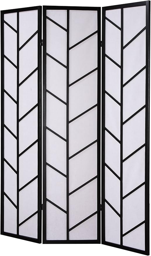 NicBex Room Divider 3 Panel Room Dividers with Heavy-Duty Rice Paper Partition Room Dividers and Folding Privacy Screens Wall Divider for Home, Office, Room Separation,51" W x 2" D x 71" H, Black