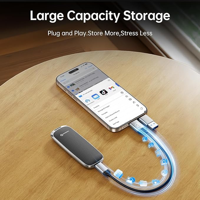 PHIXERO P10PRO External NVMe SSD 512GB, Up to 1050MB/s, USB 3.2 Gen2, Includes 2-in-1 USB C Cable, Portable Hard Drive for iPhone 15+/Android/Windows/Mac, Black