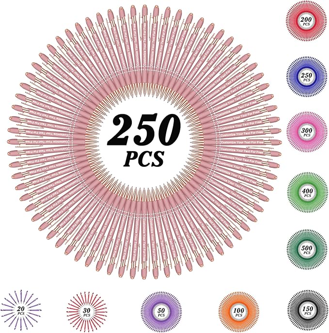Max 500 Pcs Personalized Pens Bulk, Custom Pens with Free Engraving, Customized Stylus Tip Ballpoint Pen with Your Name Massage Text for School Office Business Graduation Anniversaries-250 Packs