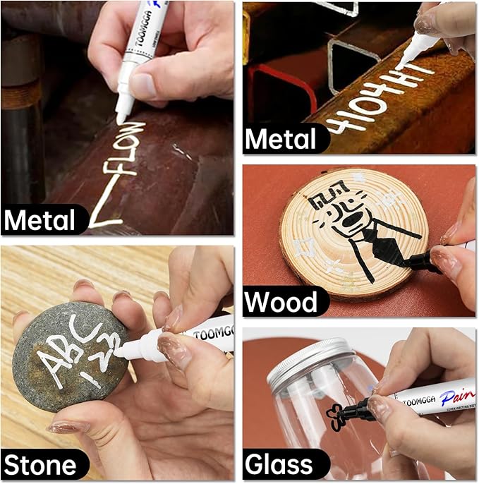 Orange Permanent Paint Pens - 2 Pack Oil Based Paint Markers, Pens for Rock Painting Car Tyre Metal, Plastic, Canvas, Mugs, Wood, Glass, Quick Drying and Waterproof, Medium Point