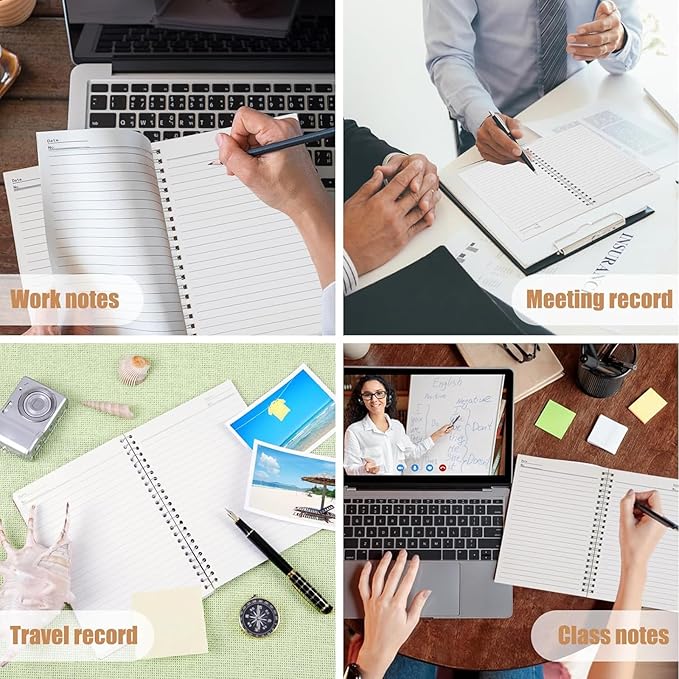 GINMLYDA Small Spiral Notebook A5, 2Pack 120 Lined Pages 8.25x5.5 Inches Spiral Journal Kraft Cover Notebooks & Writing Pads for School Home Office Aesthetic Sketch Drawing Note