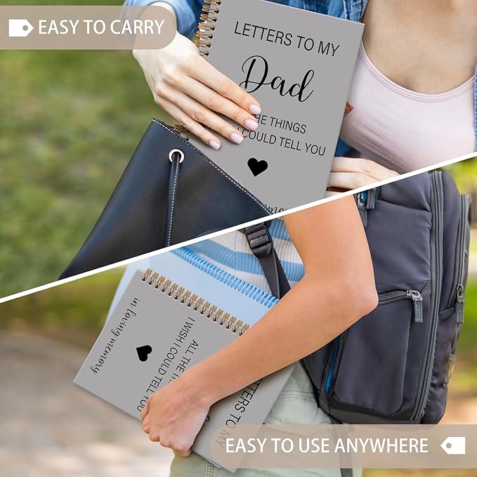 Memorial Gifts for Loss of Dad Grief Notebook Journal, Letters to My Dad in Heaven Journal, Sympathy Notebooks Gifts for Loss of Dad Father, In Loving Memory Sympathy Gifts, 6x8.2In