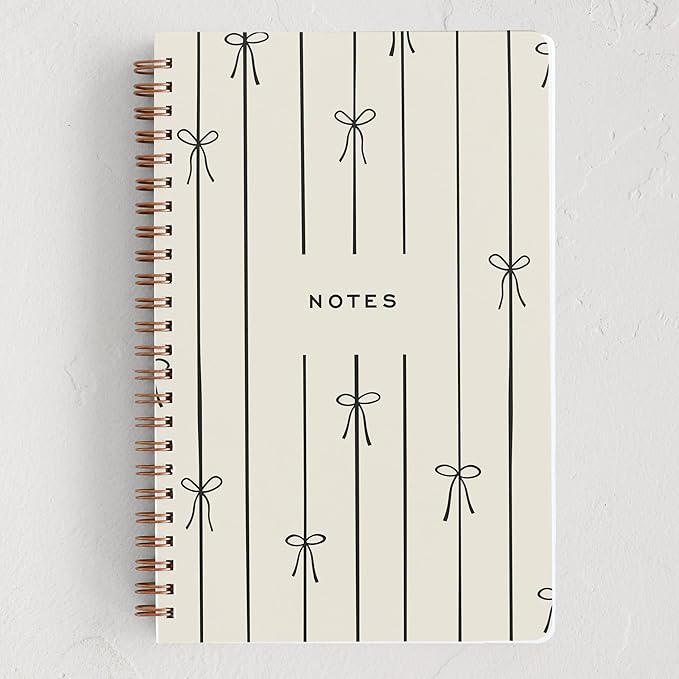 Minted Black Bow Notebook, Writing Journal for Notes & Journaling, Durable Acrylic Free Cover, Modern, Colorful & Simple Spiral Bound Journal Notebook with 80 Lined Pages, 5.5" x 8.5"