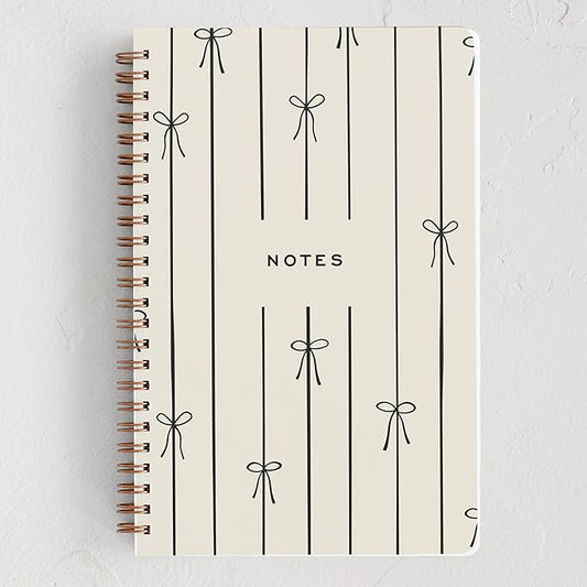 Minted Black Bow Notebook, Writing Journal for Notes & Journaling, Durable Acrylic Free Cover, Modern, Colorful & Simple Spiral Bound Journal Notebook with 80 Lined Pages, 5.5" x 8.5"