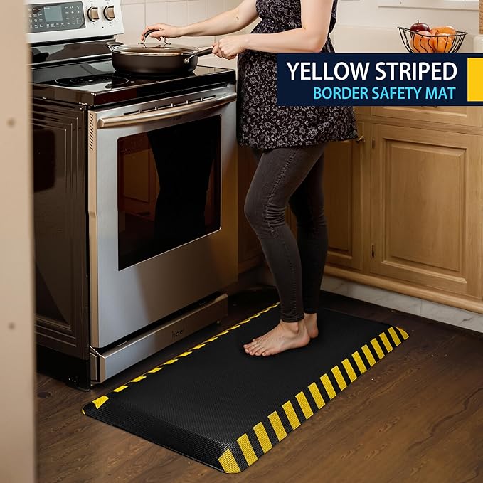 FEATOL Kitchen Mats for Floor 2 Packs, 9/10 Extra Thick Cushioned Anti Fatigue Floor Mat, Memory Foam Padded for Standing at Home, Kitchen, Garage, 20" x 48"-Support for Leg & Back Pain