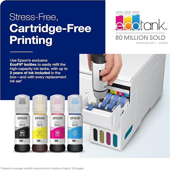 Epson EcoTank ET-2800 Wireless Color All-in-One Cartridge-Free Supertank Printer & Workforce Pro WF-4830 Wireless All-in-One Printer with Auto 2-Sided Print