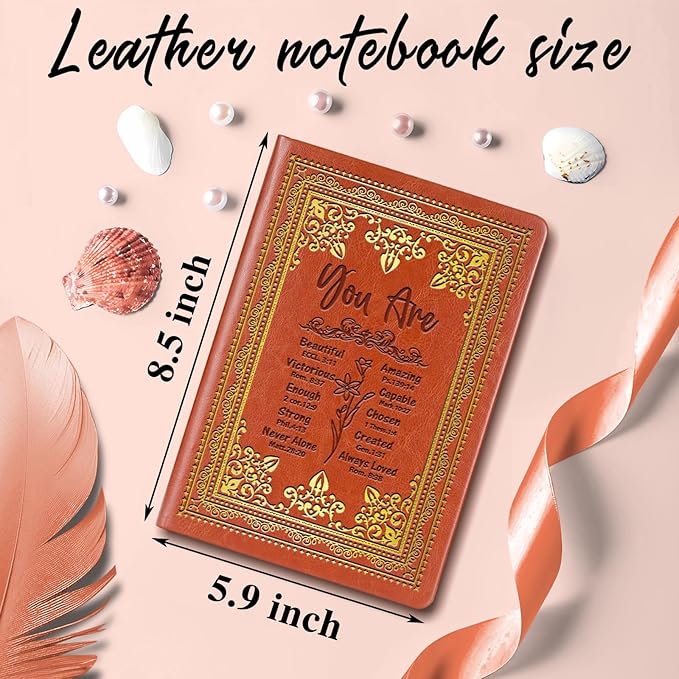 Brown A5 Lined Leather Journal Notebook,Inspirational Christian Gifts Hardcover Executive Notebooks for Men Women,200 Pages 100 Gsm Thick Ruled Paper Daily Diary for School,Family ,Friends,Work (You Beautiful Brown)