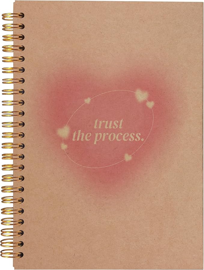 BearCake Aesthetic Notebooks, Trendy Y2K Pink Aura Preppy Notebook Journal, Trust the Process Inspirational Notebooks, Pink Aesthetic Office Supplies, Hardcover Spiral Notebook 5.5x8.3 kraft paper
