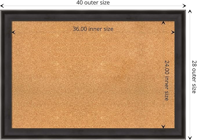 Amanti Art Natural Cork Board for Wall, 28x40 Vision Board with Black Wood Frame, Large Corkboard Office Decor for Home Organization, Casual Corkboard Pinboard to display items for home organization