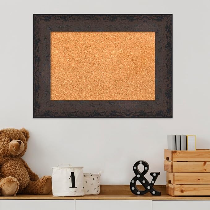 Amanti Art Natural Cork Board for Wall, 17x23 Vision Board with Black Wood Frame, Small Corkboard Office Decor for Home Organization, Modern Corkboard Pinboard to Display Items for Home Organization