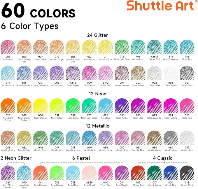 Shuttle Art Gel Pens, 120 Pack Gel Pen Set Packed in Sturdy Box, 60 Unique Colors with 60 Refills for Adults Coloring Books Drawing Doodling Crafts Scrapbooking Journaling