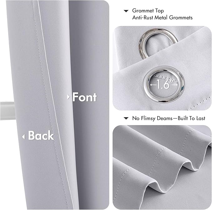 MIULEE Bedroom Blackout Curtains Thermal Insulated Room Darkening Drapes for Living Room Kitchen Grommet Top Light Blocking Window Treatment Curtains, 40 x 54 Inches Long, 2 Panels, Greyish White