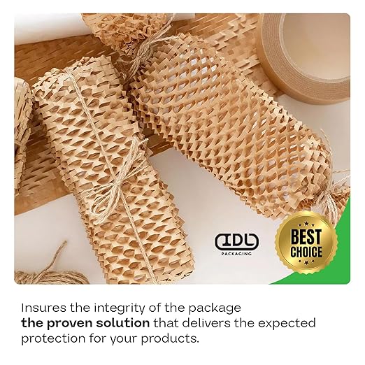 IDL Packaging 15.25" x 1400' Refill Roll (Pack of 1) for MP-1400USW HexcelWrap Honeycomb Packing Paper Station, White - Protective Kraft Paper with Interlocking Slit Design for Shipping