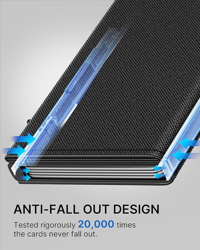 typecase Mens Wallet Card Holder: Pop Up Aluminum Case, Genuine Leather, Smart, RFID Blocking, Slim, Minimalist, Front Pocket - 9-14 Card Capacity | ID Window | Cash Slot (Cross Black)
