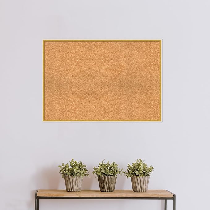 Amanti Art Natural Cork Board for Wall, 27x39 Vision Board with White Frame, Large Corkboard Office Decor for Home Organization, Modern Corkboard Pinboard to Display Items for Home Organization in