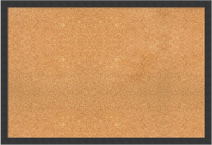Amanti Art Natural Cork Board for Wall, 26x38 Vision Board with Black Wood Frame, Large Corkboard Office Decor for Home Organization, Modern Contemporary Corkboard Pinboard to display items for home
