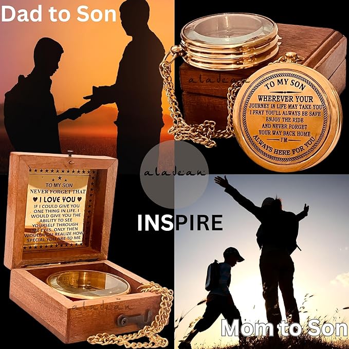 To My Son Compass Gift From Mom and Dad | 2" - For Teenage Son's Graduation, Christmas, Birthday, Baptism, Confirmation, Communion