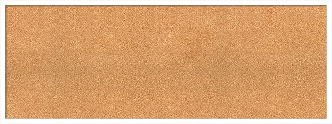 Amanti Art Natural Cork Board for Wall, 19x51 Vision Board with White Frame, Oversize Corkboard Office Decor for Home Organization, Modern Corkboard Pinboard to Display Items for Home Organization in