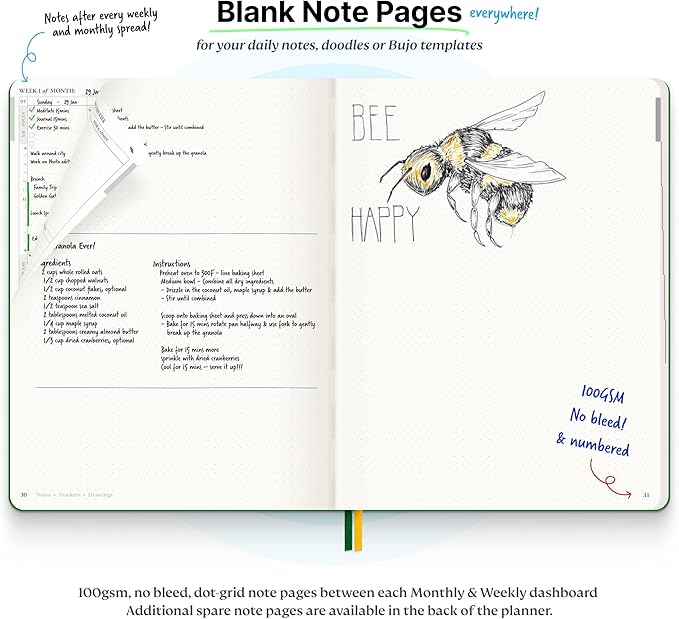 Roterunner 2025 B5 Purpose Planner Notebook 7.5'x9.8' Undated Daily Weekly Monthly Productivity Goal Setting Tool for Work Home ADHD Planner Adults Self Care Journal