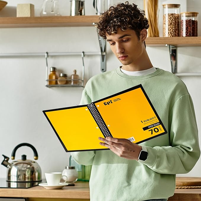 EPI Spiral Notebook | Wide - 70 Sheets, Durable Spiral Binding | 10.5 x 8 in | Classroom Supplies | School, Office, Note Taking, Journaling - 3 Pack