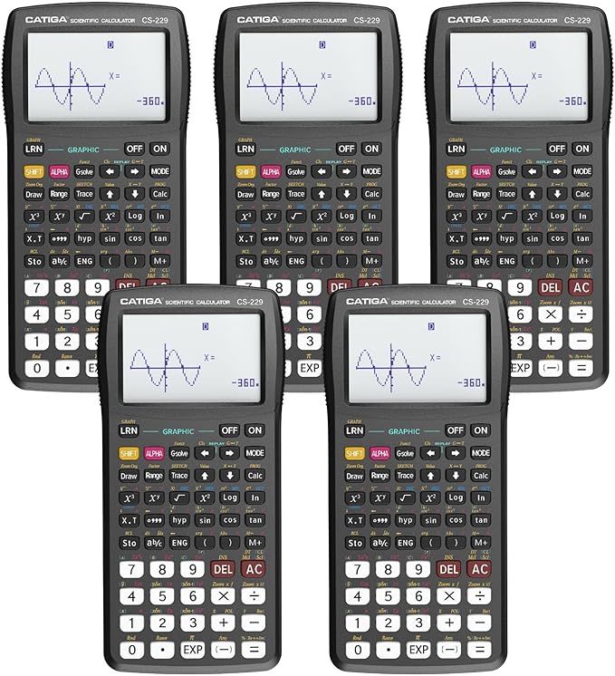 CATIGA CS229 Scientific Calculator with Graphics Functions, Multiple Modes with Intuitive User Interface for Beginners and Advanced Courses, 5 Pack