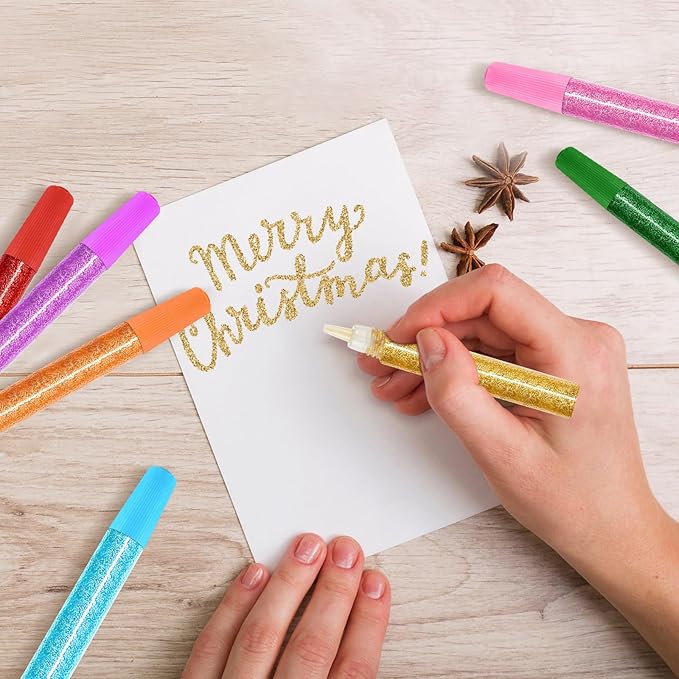 72 Pcs Glitter Glue Pens Bulk 18 Colors Crafts Pens Stick Glitter Glue for Crafts School Gifts Supplies for DIY Arts, Projects Scrapbooking, Cards(10 ml)