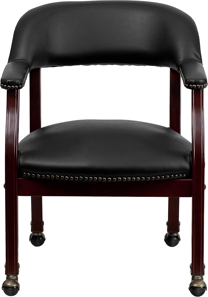 EMMA + OLIVER Black Vinyl Luxurious Conference Chair with Casters