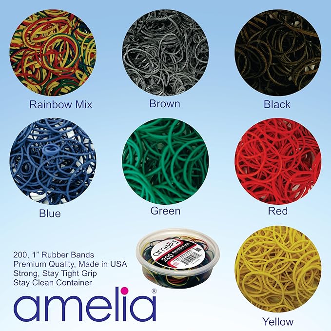 200, Jumbo Size, Yellow Color, US Made Rubber Bands for Pony Tails and Braids